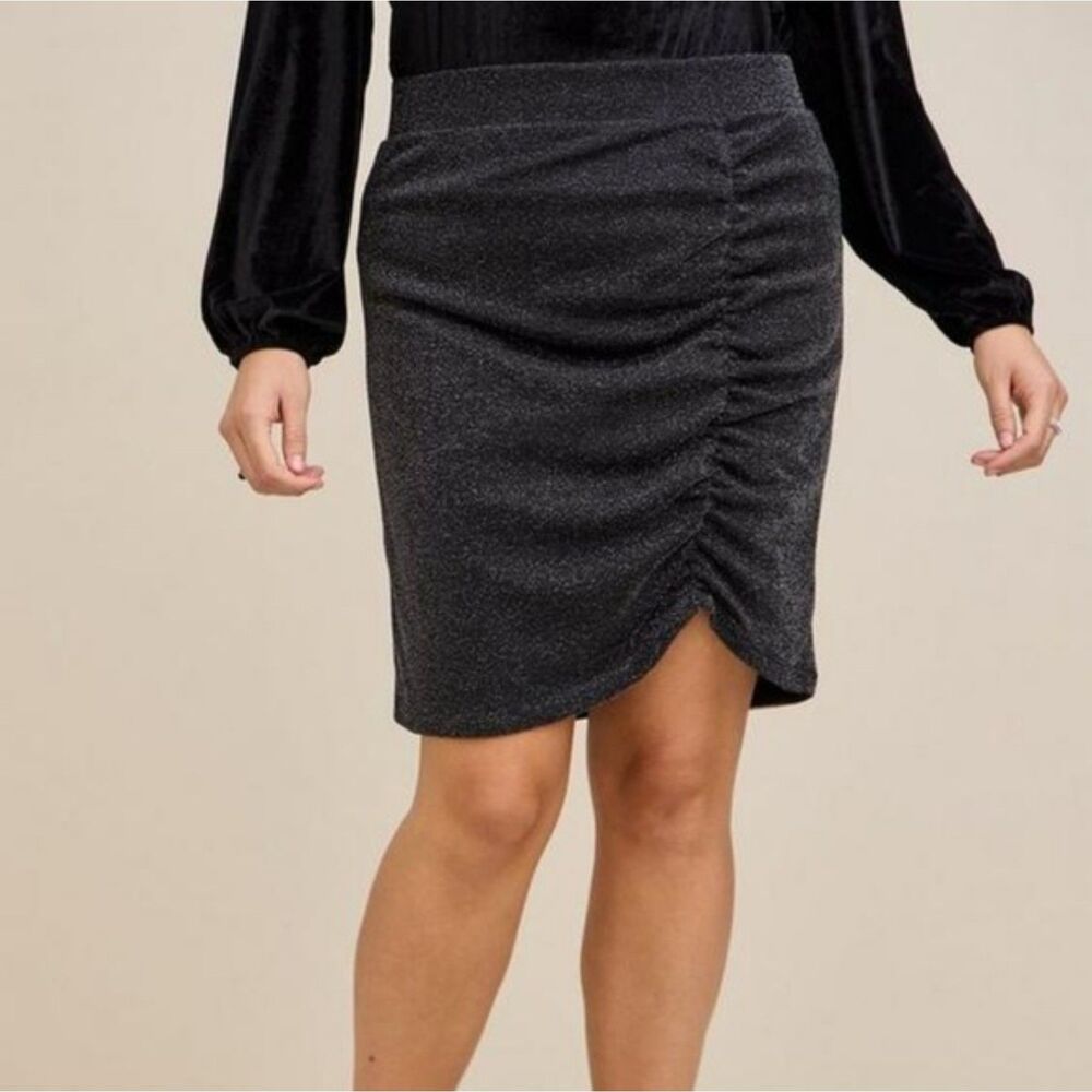 Dark Academia Quiet Luxury Black Glitter Ruched Pencil Skirt NWT torrid 5X